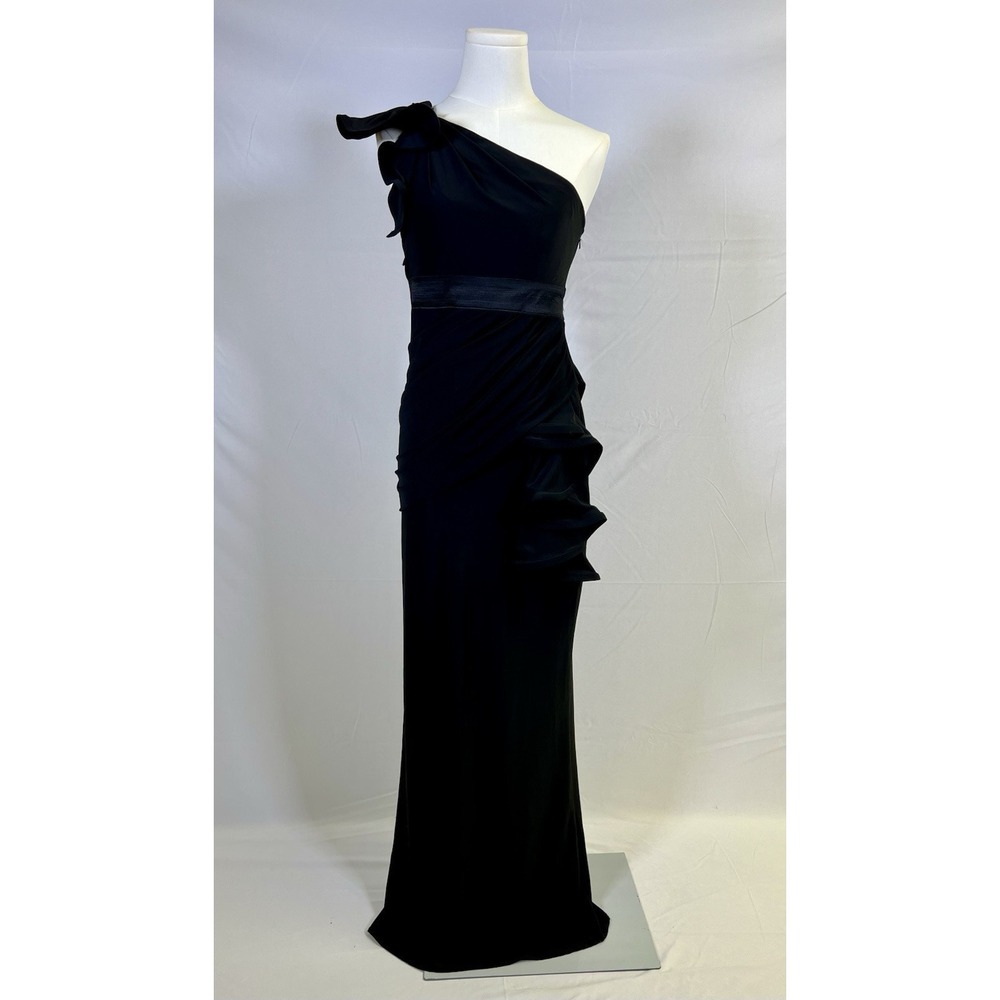 Phoebe Couture Womens Asymmetrical Black Long Gown Size 2 Formal HoCo Prom
